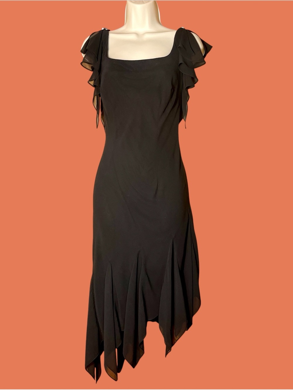 Vintage Alex Evenings y2k 90s Cocktail Dress LBD Rhinestone Whimsigoth Witchy 6P